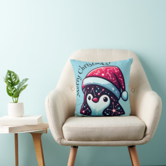 Galaxy Penguin Throw Pillow | Cosmic Home Decor