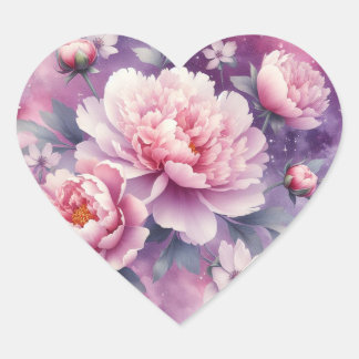 Galaxy Peony Heart Stickers