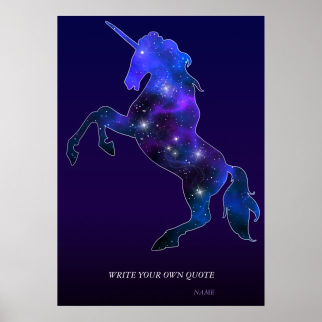 Galaxy pink beautiful unicorn sparkly image poster (Front)