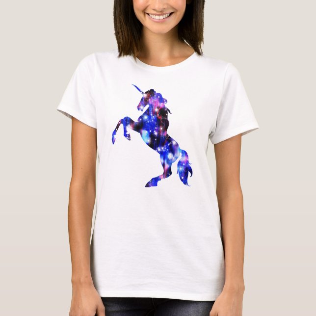 Galaxy pink beautiful unicorn sparkly image T-Shirt (Front)