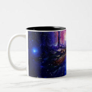 Galaxy planet and nebula  Two-Tone coffee mug