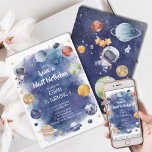 Galaxy Planet Personalize Kids Birthday Party Invitation<br><div class="desc">This Watercolor Galaxy Theme Kids Birthday Party Invitation is perfect for your little one's special day. The watercolor galaxy design is sure to capture the imagination of your child and their guests, transporting them to a world of adventure and wonder. The invitation will withstand the excitement and anticipation of your...</div>