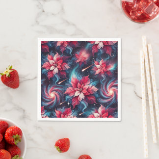 Galaxy Poinsettia Festive Floral Pattern Decoupage Napkin