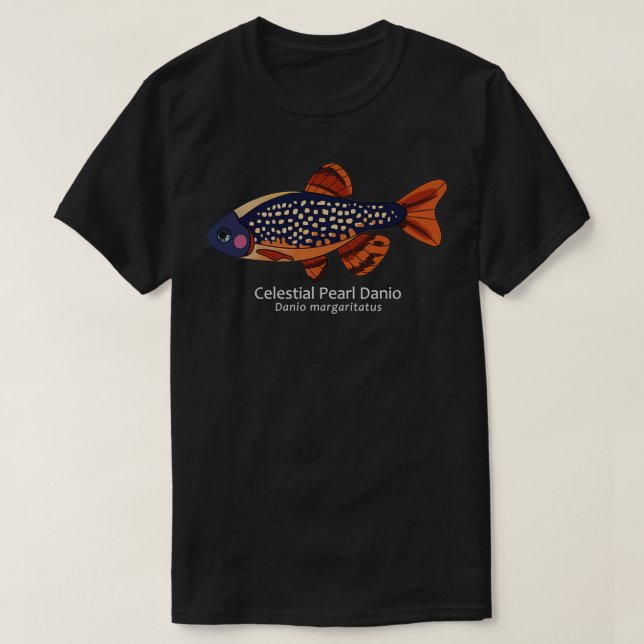 Galaxy Rasbora Celestial Pearl Danio with Text Cla T-Shirt (Design Front)