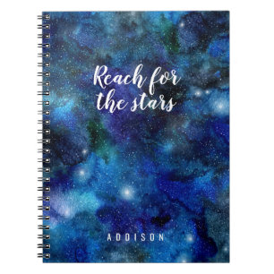 Galaxy Reach for the Stars Custom Name Notebook