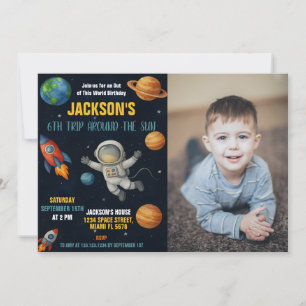 Galaxy Rocket Ship Party Invite with photo