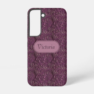 Galaxy S22 Purple Floral Faux Leather  Samsung Galaxy Case