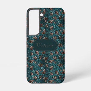 Galaxy S22 Turquoise and Grey Faux Leather Samsung Galaxy Case