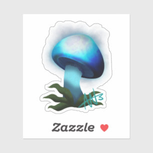 Galaxy Shiitake Glowing Light Blue Mushroom Cut