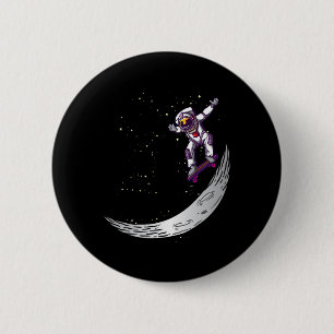 Galaxy Skateboarder Astronaut Skateboarding Moon H 2 Inch Round Button