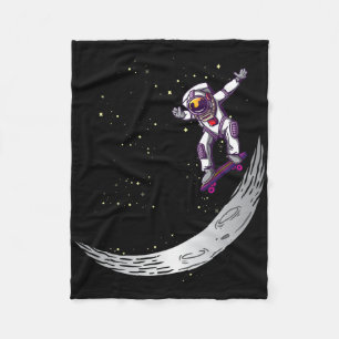 Galaxy Skateboarder Astronaut Skateboarding Moon H Fleece Blanket