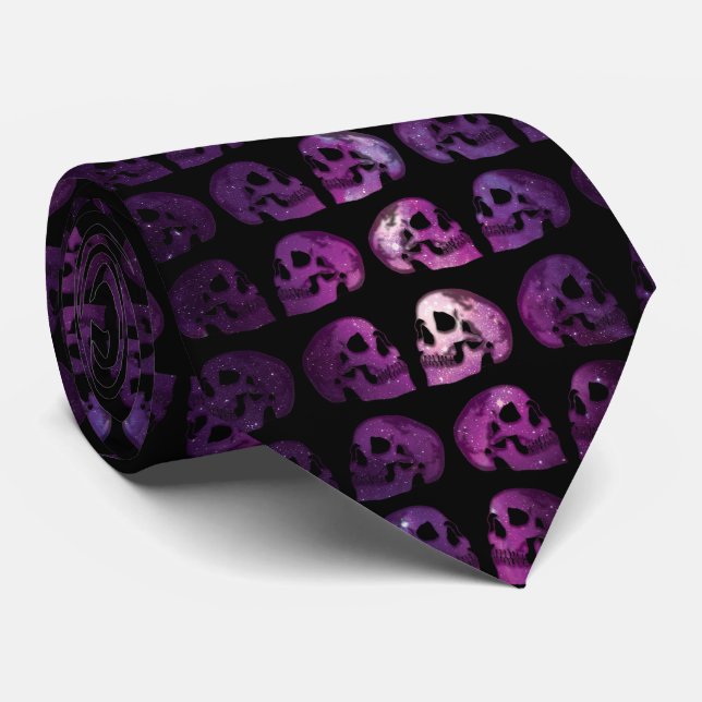 "Galaxy Skulls" (Shadows) Tie (Rolled)