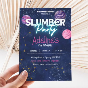 Galaxy slumber party Birthday invitation