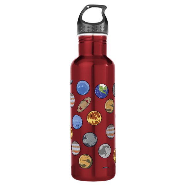 Galaxy Solar System Planets, Earth, Pluto, Uranus 710 Ml Water Bottle (Front)