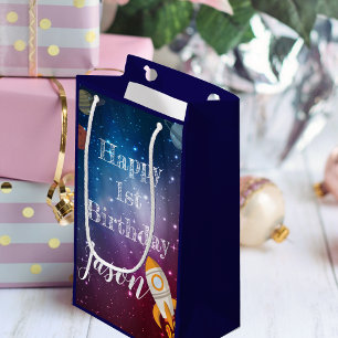 Galaxy Space Baby Name 1st Birthday Party Favour Small Gift Bag