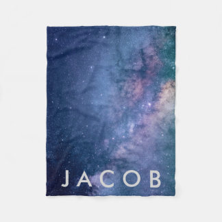 Galaxy • Space Background w/ Name Fleece Blanket