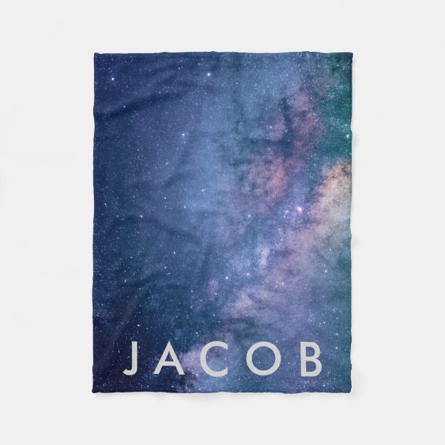 Galaxy • Space Background w/ Name Fleece Blanket (Front)