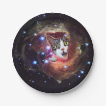 Galaxy Space Cats Paper Plates 7"