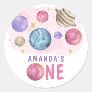 Galaxy Space Girl Birthday Party  Classic Round Sticker