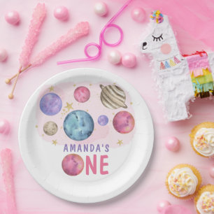 Galaxy Space Girl Birthday Party  Paper Plate