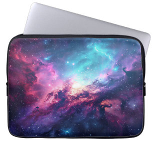 Galaxy space glitter nebula purple pink universe laptop sleeve