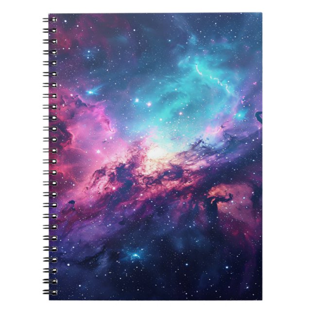 Galaxy space glitter nebula purple pink universe notebook (Front)