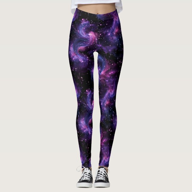 Galaxy Space Nebula Cosmic Pattern Leggings (Front)