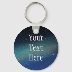 Galaxy Space Nebula Night Sky Blue Green Keychain