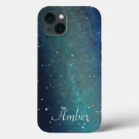 Galaxy Space Nebula Night Sky Green Personalized