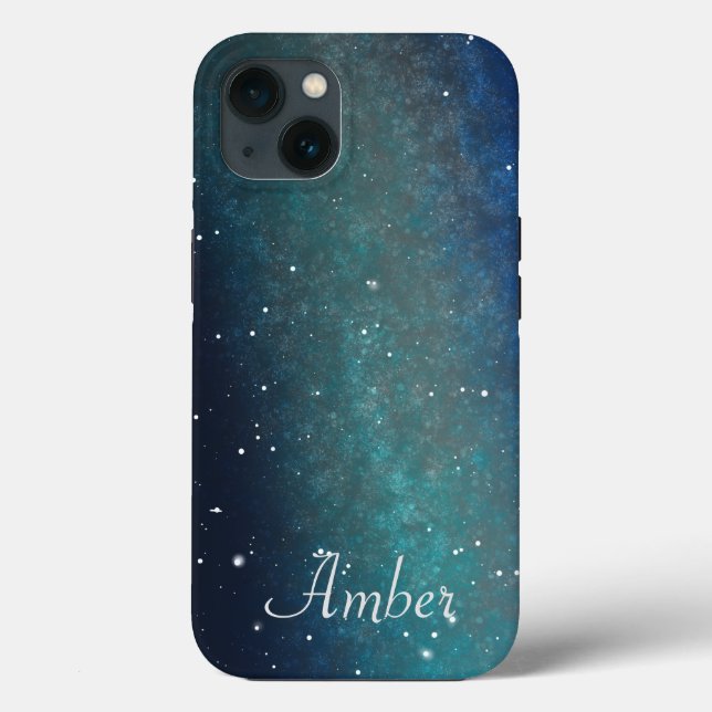 Galaxy Space Nebula Night Sky Green Personalized Case-Mate iPhone Case (Back)