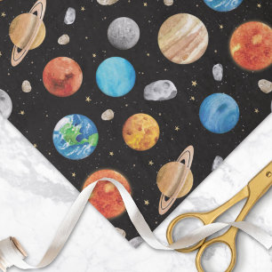 Galaxy Space Planets Watercolor Illustration  Tissue Paper