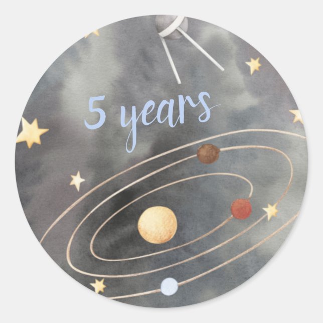 Galaxy Space Ship Cupcake Topper Classic Round Sticker (Front)