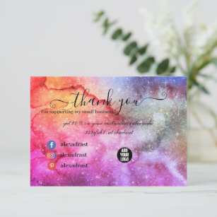 Galaxy Space Stars Ultra Violet Pink Nebula  Thank You Card