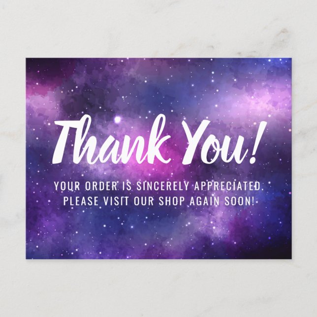 Galaxy Space Stars Ultra Violet Purple Thank You Postcard (Front)