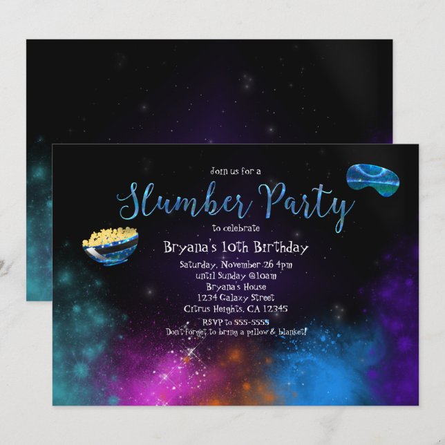 Galaxy Space Stwood Party Anniversaire Invitations (Devant / Derrière)