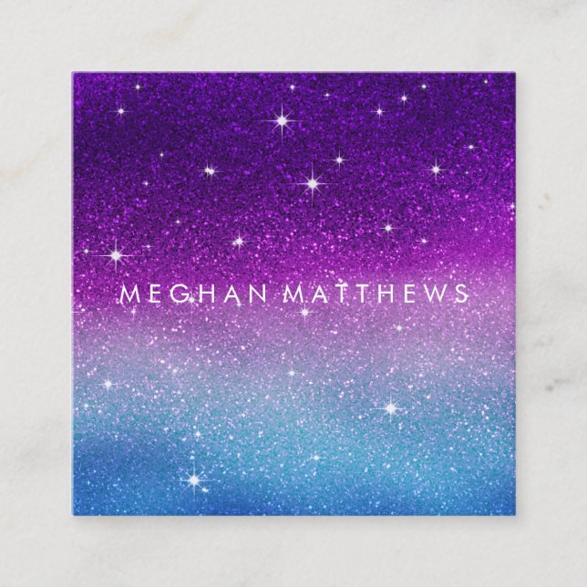 Galaxy Sparkle Beauty Stylist Square Business Car Card (Front)