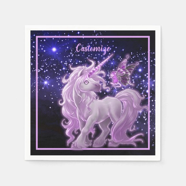 Galaxy Sparkle Pink Unicorn Napkin (Front)