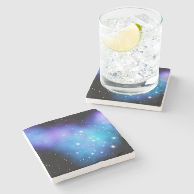 Galaxy Starlight Space Clouds Stone Coaster (Side)