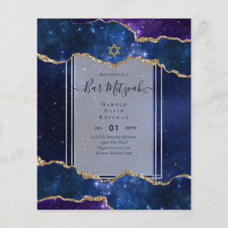 Galaxy Starry Night BAR MITZVAH Invitations Blue Flyer