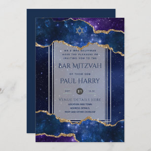 Galaxy Starry Night BAR MITZVAH Invitations Marine