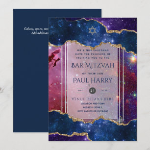 Galaxy Starry Night BAR MITZVAH Invitations Marine