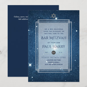 Galaxy Starry Night BAR MITZVAH Invitations Marine