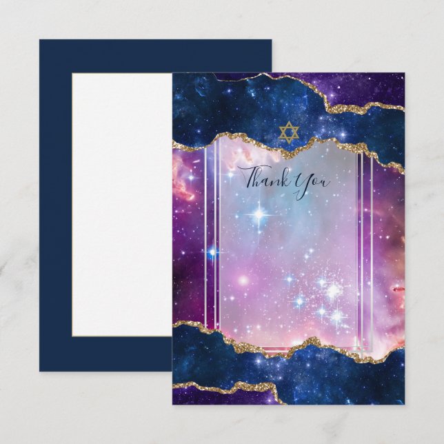 Galaxy Starry Night BAR MITZVAH MERCI (Devant / Derrière)