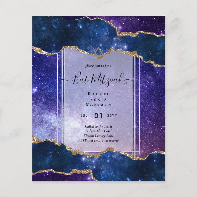 Galaxy Starry Night BAT MITZVAH Agate Invitation Flyer (Front)