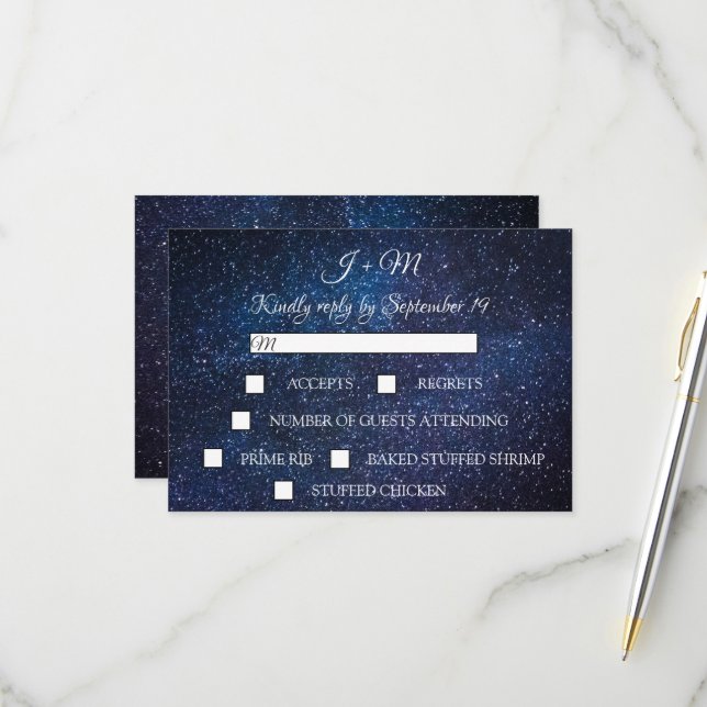 Galaxy Starry Night Celestia Stars Moderne RSVP (Devant/Arrière en situation)