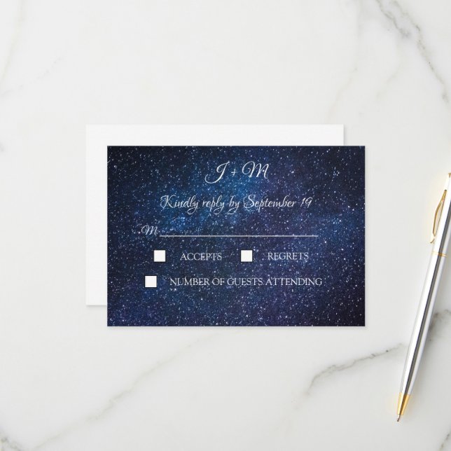 Galaxy Starry Night Celestia Stars Moderne RSVP (Devant/Arrière en situation)