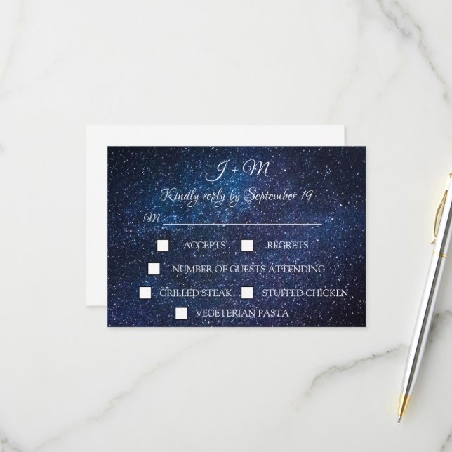 Galaxy Starry Night Celestia Stars Moderne RSVP (Devant/Arrière en situation)