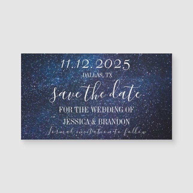 Galaxy Starry Night Navy Blue Wedding Magnet  (Front)