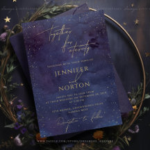 Galaxy Starry Night Sky Blue Purple Gold Wedding