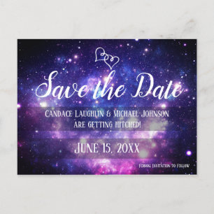 Galaxy Starry Night Space Wedding Save the Date Postcard